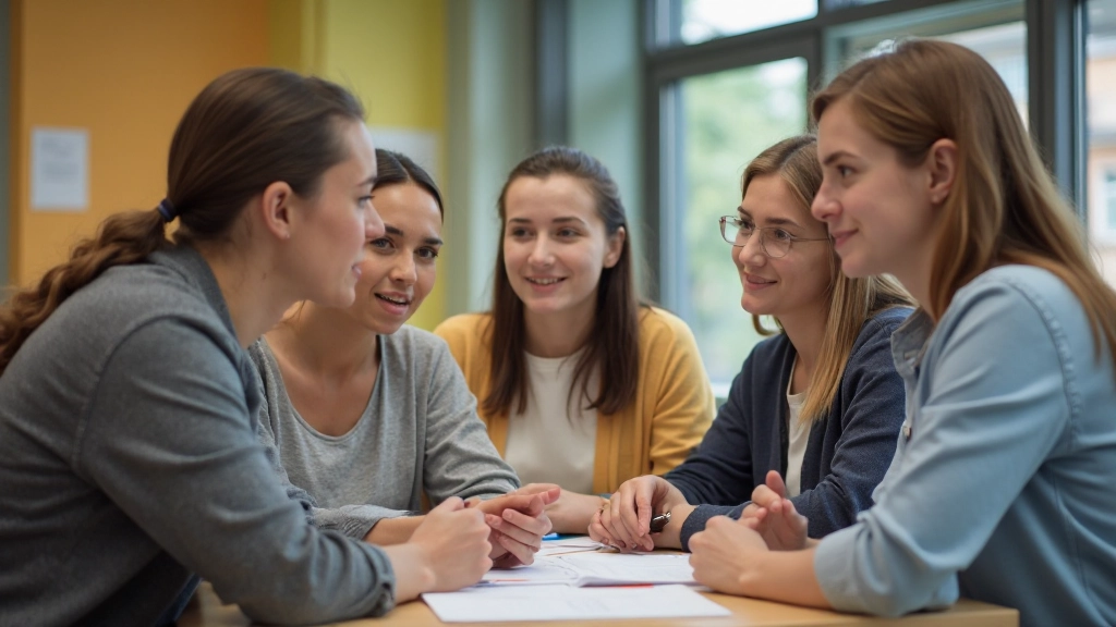 Študenti španielčiny cvičia hovorenie v interaktívnej lekcii s lektor spätnou väzbou