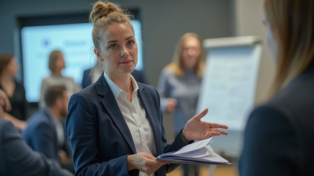 Výučbový personál ukazuje jazykové materiály a technológiu na interaktívnej doske počas školenia